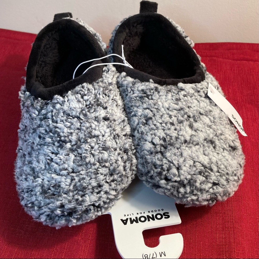 Sonoma Women's M 7/8 Cozy Warm Indoor/Outdoor Slippers Black Frost (Gray) NWT - Picture 2 of 6